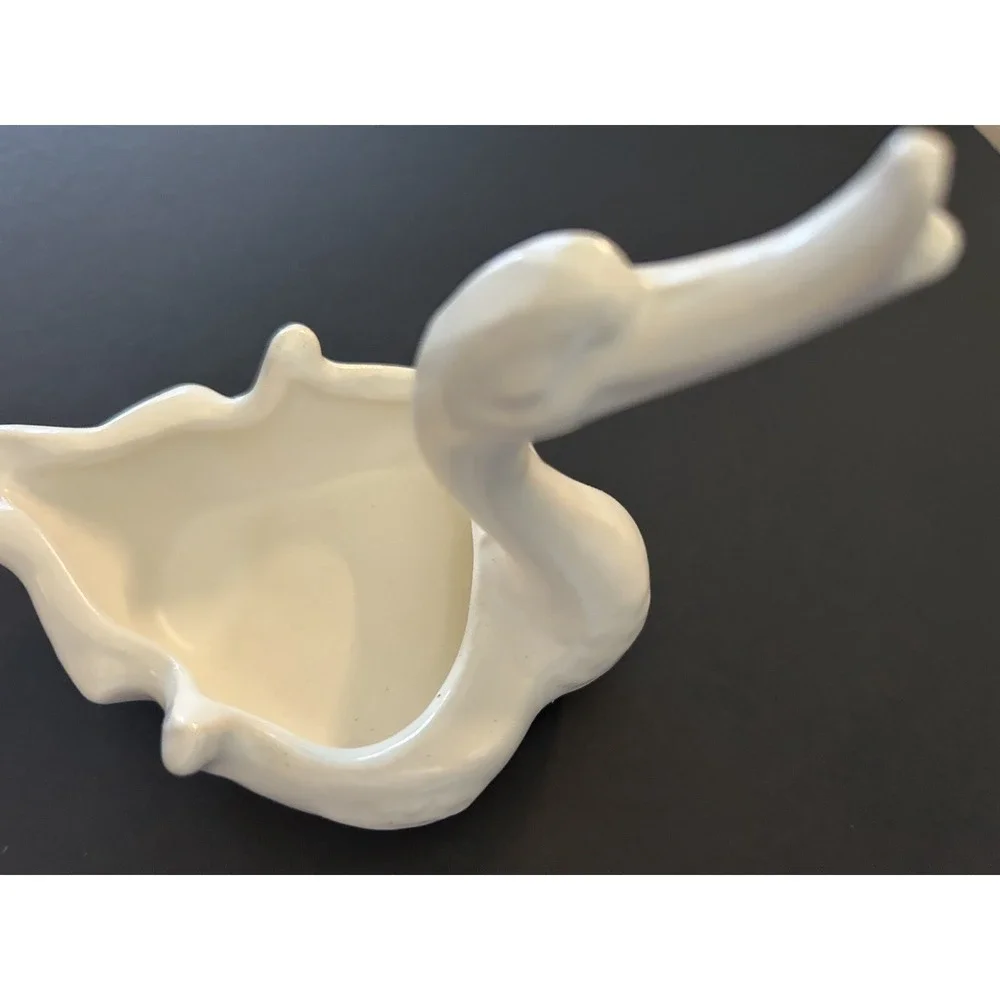 Vintage Ashtray Duck Goose Trinket Box Ivory Ceramic 4.5